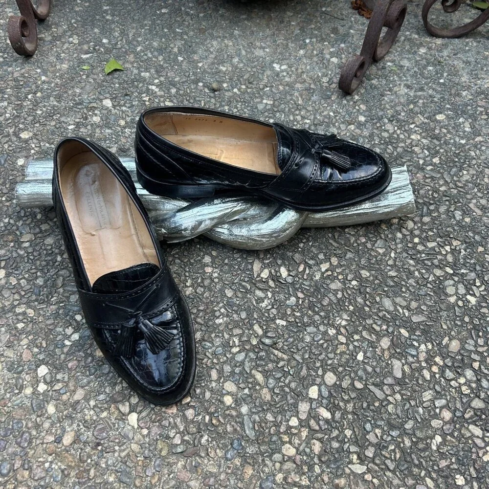 Johnston & Murphy Cellini Italian Black Dress Tassel Dress Shoes Size 9 M